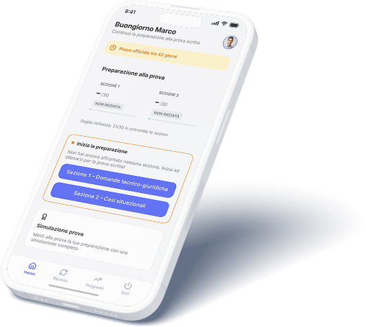 Schermata dell'app Concorso 1695 PECS su smartphone